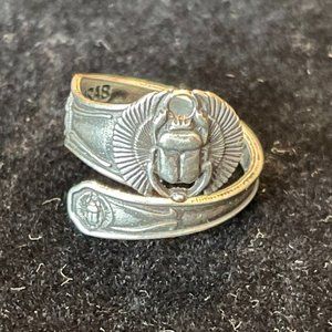 Alex and Ani Sterling Silver Scarab Spoon Ring